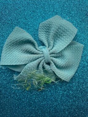Textured Hair Bow Clip in Teal